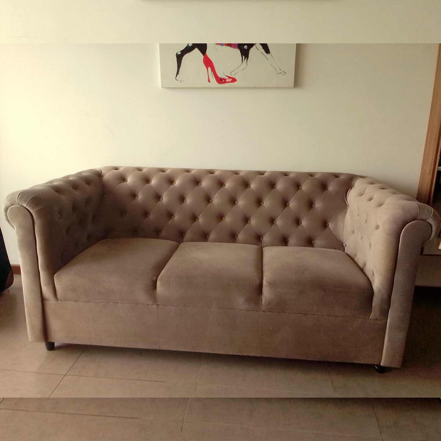 Sillón gris de 3 cuerpos