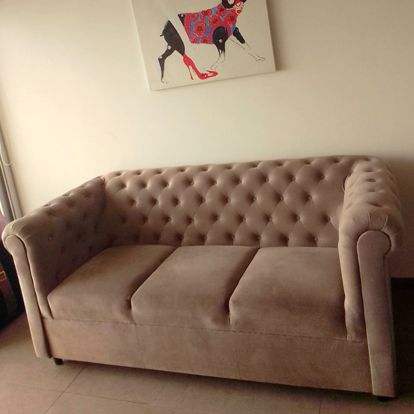 Sillón gris de 3 cuerpos